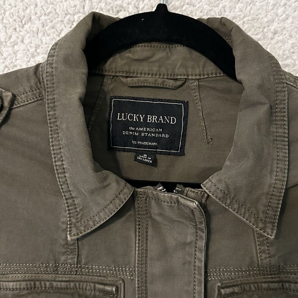 LUCKY BRAND Olive Utility Jacket Womens S Zipper & Snap Close Multi-pocket - Picture 6 of 16